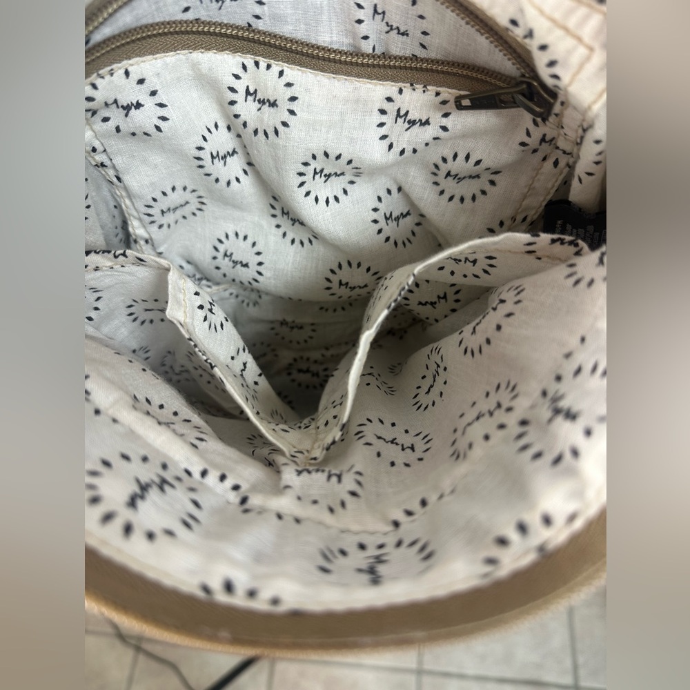 Myra Bag Brown and White Cowhide Shoulder Bag Crossbody Grey canvas western - Picture 9 of 12